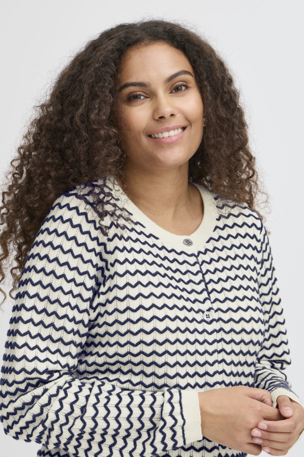 Fransa Luma Knitted Cardigan - Navy