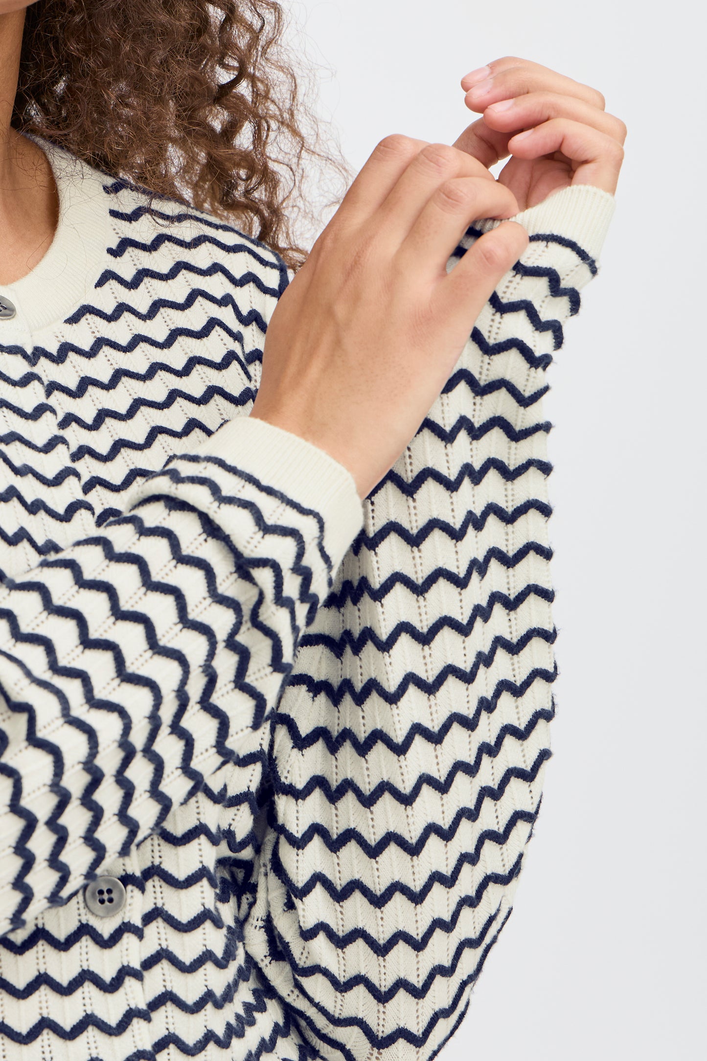 Fransa Luma Knitted Cardigan - Navy
