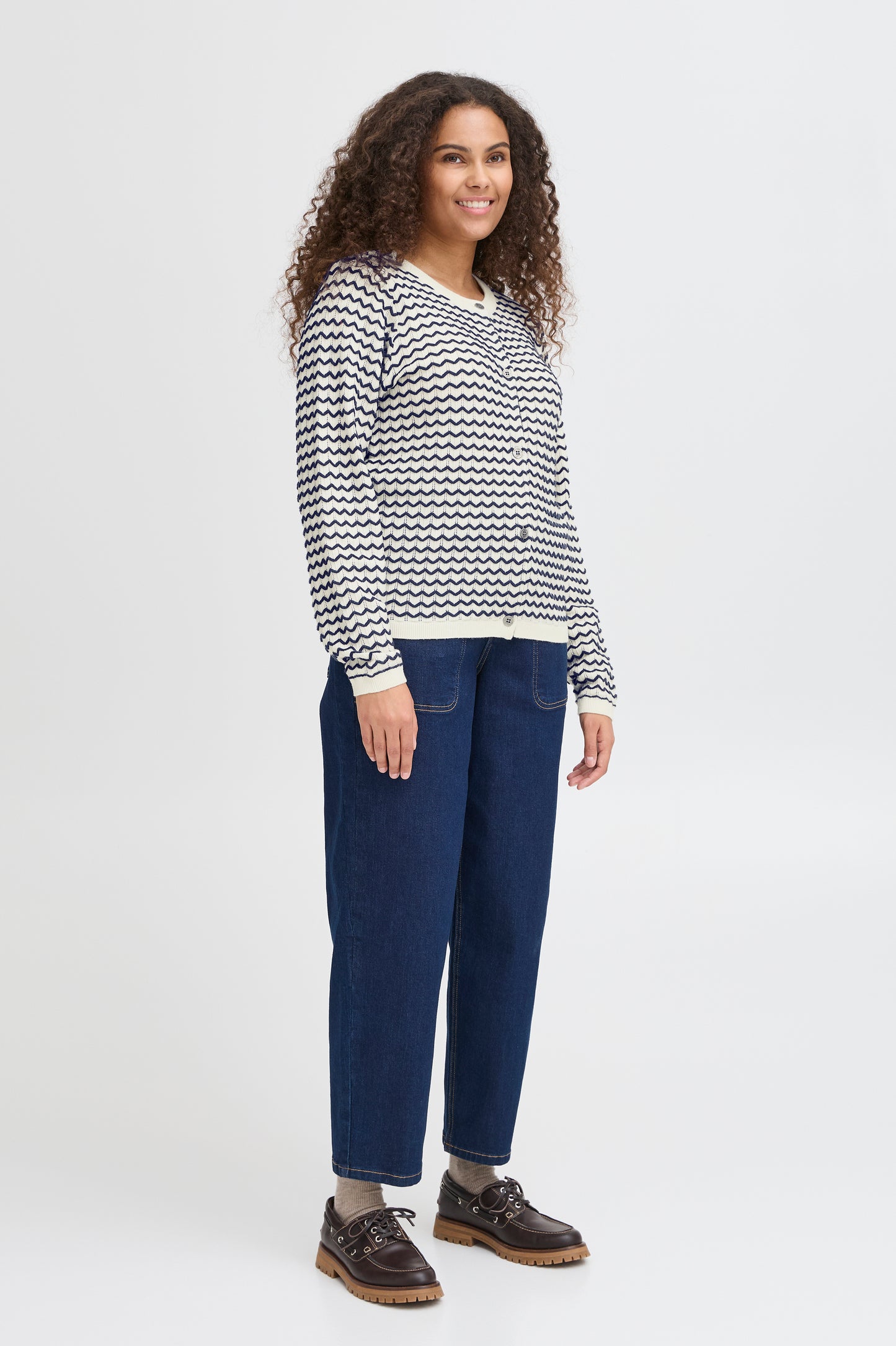 Fransa Luma Knitted Cardigan - Navy