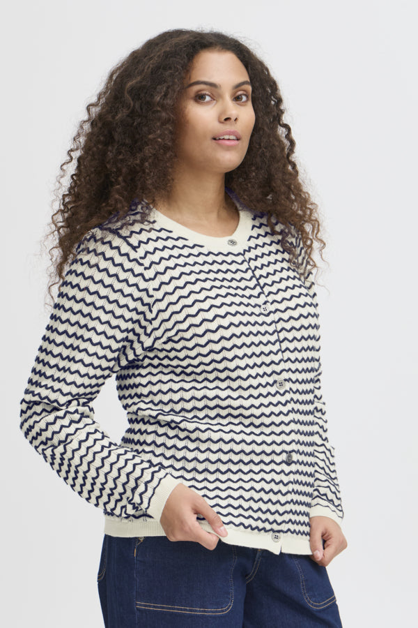 Fransa Luma Knitted Cardigan - Navy