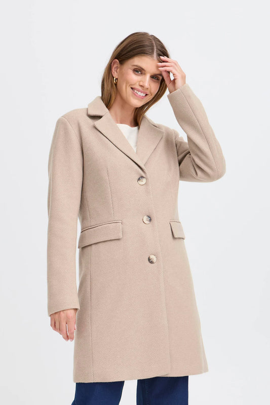 Fransa Evilla Peacoat - Light Taupe