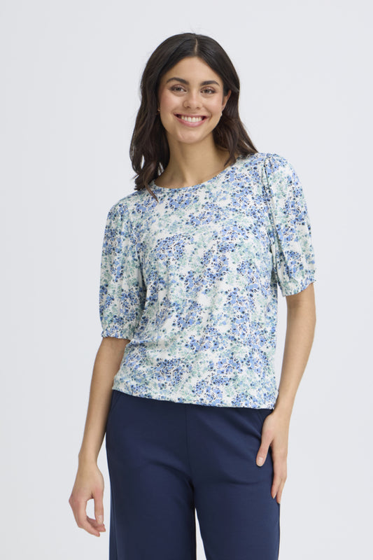 Fransa Amy 1/2 Sleeve Blouse - Floral Hydrangea