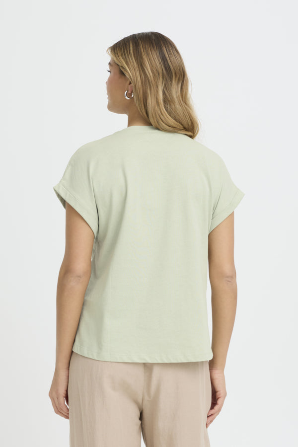 Fransa Gali 100% Cotton Tee with Graphic - Sage Green