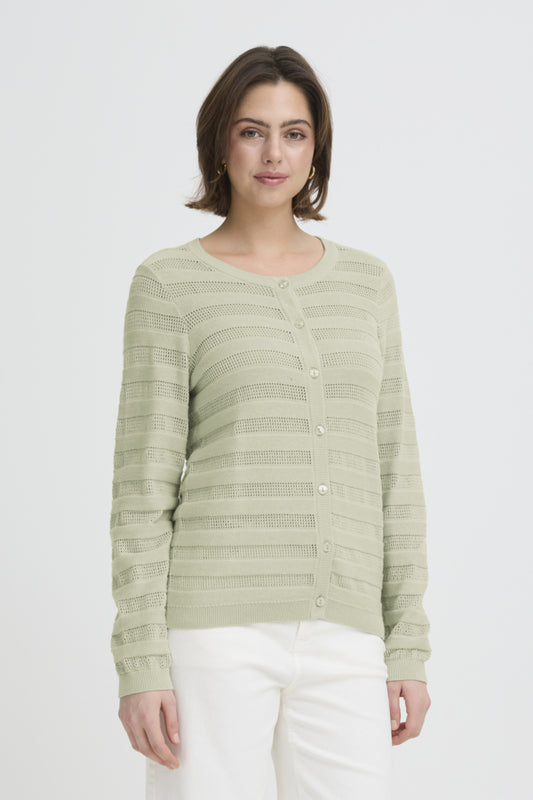 Fransa Ricki Textured Cardigan - Sage Green