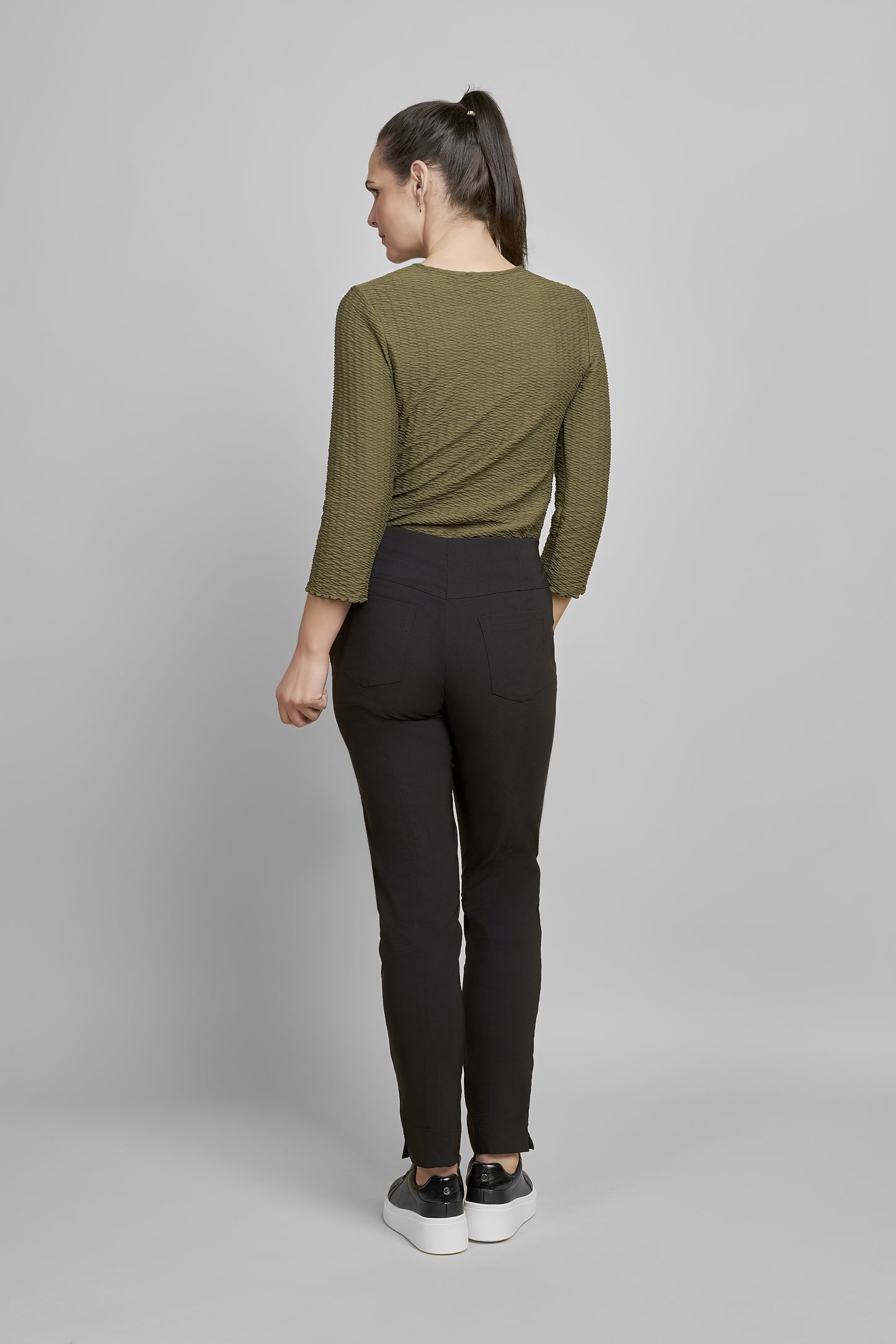 Pinns Begonia Ankle Grazer 27" Stretch Trousers - Plain Black