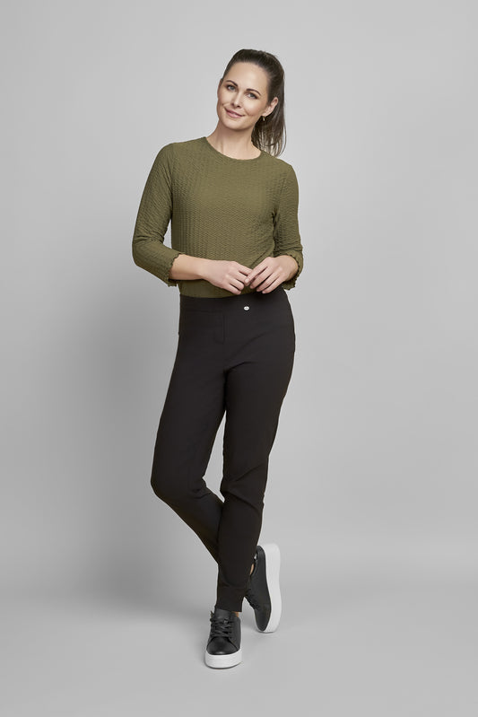 Pinns Begonia Ankle Grazer 27" Stretch Trousers - Plain Black