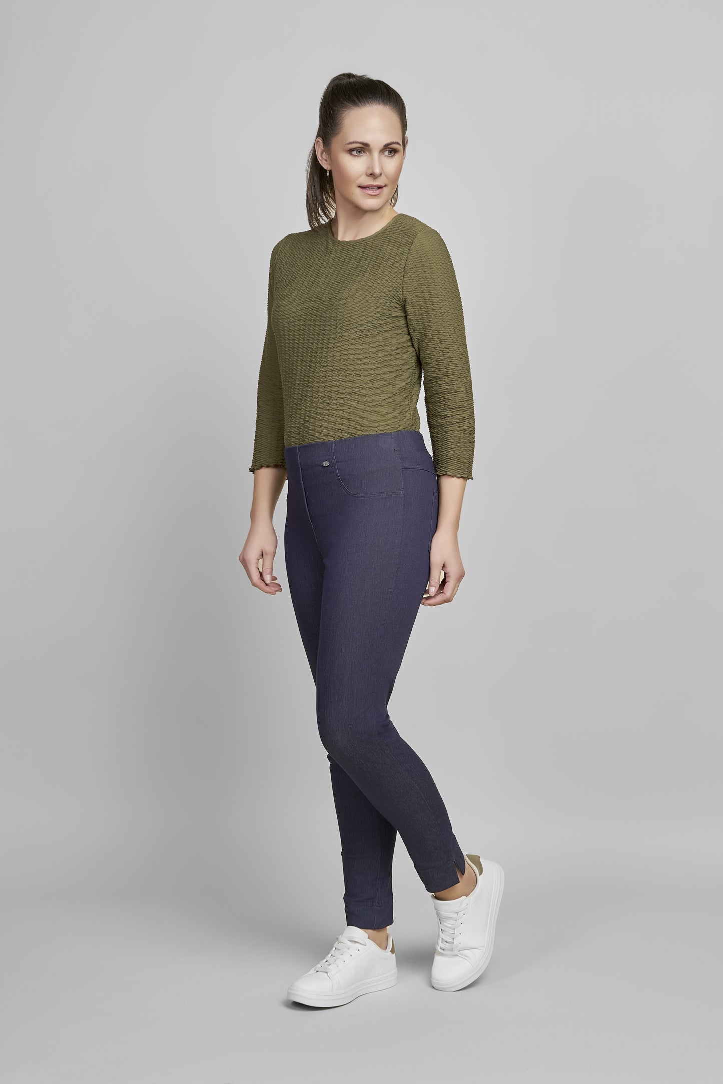 Pinns Begonia 226CT Ankle Grazer 27" Stretch Trousers - Dark Denim