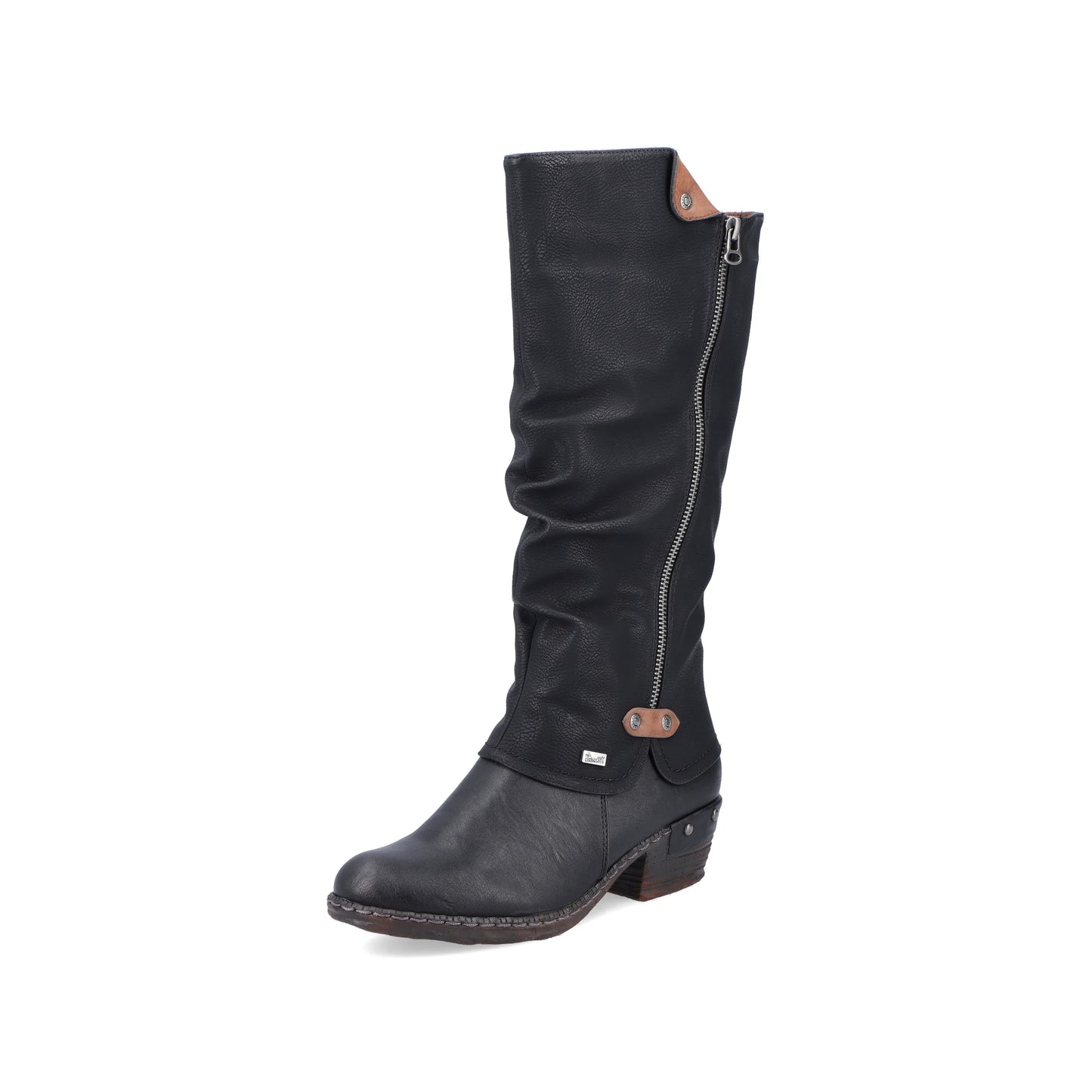 Rieker Ladies Tall Zip Boots 93655 - Black