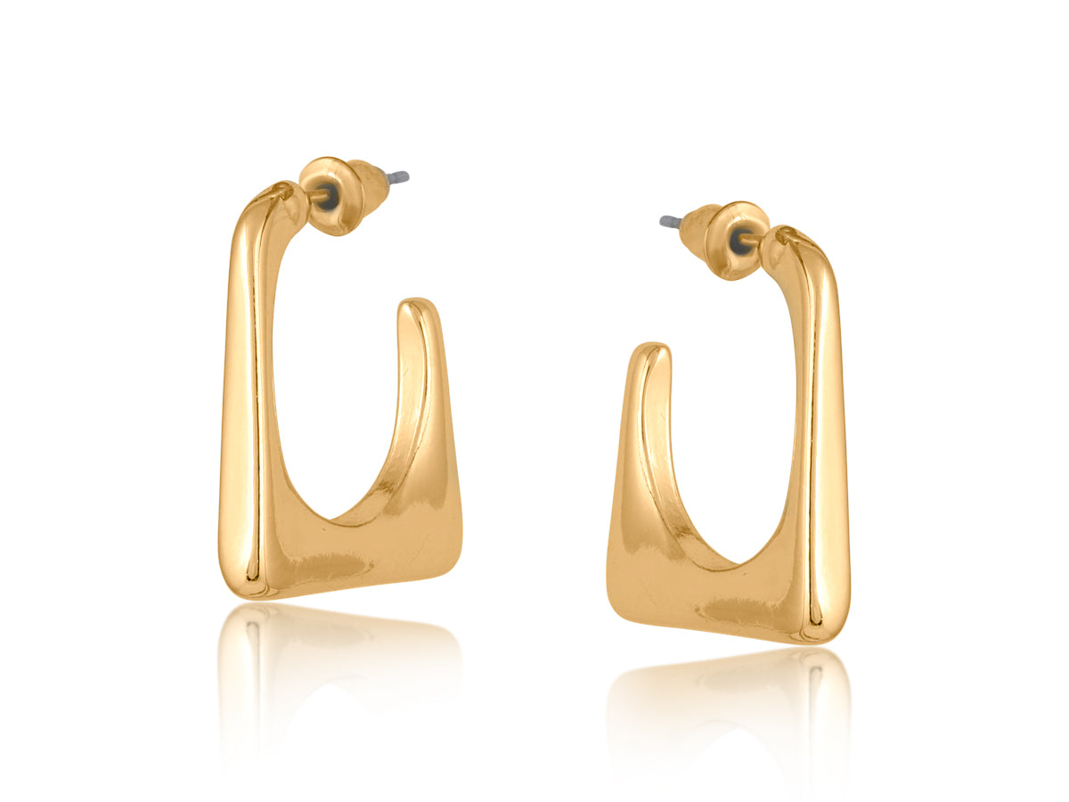Big Metal London Square Shaped Gold Earrings