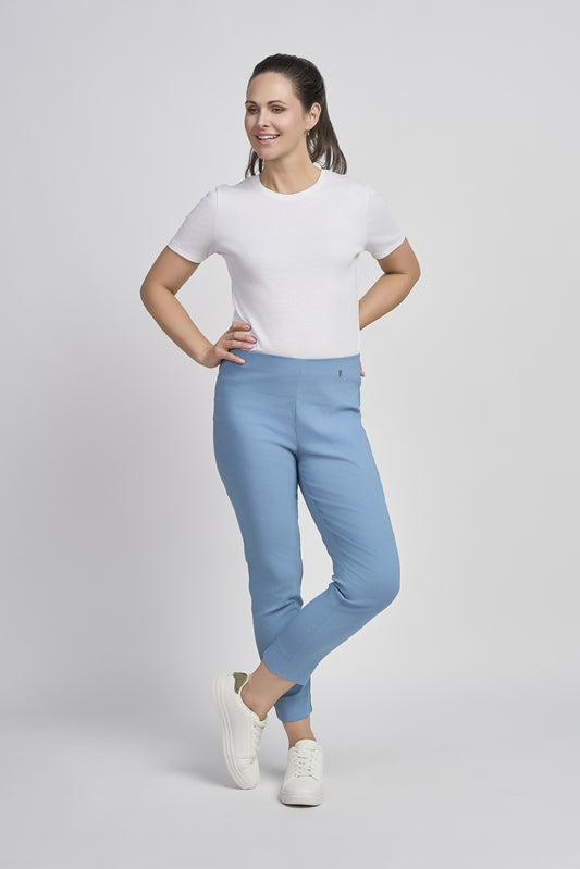Pinns Buttercup Ankle Grazer 27" Stretch Trousers - Petrol Blue
