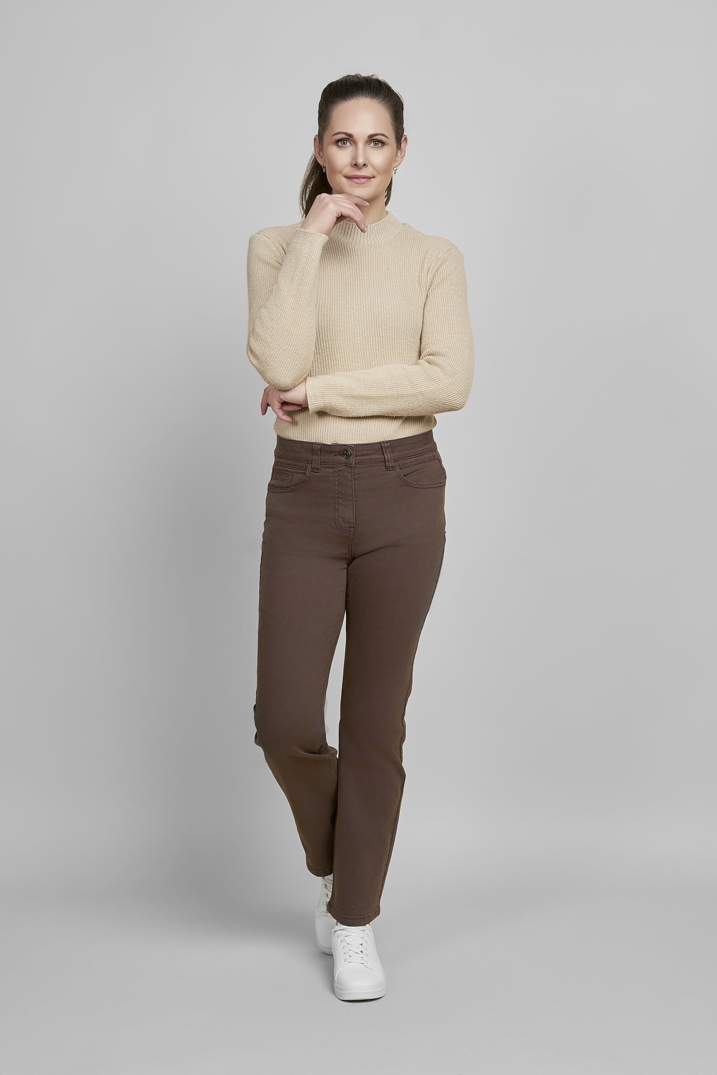 Pinns Super Stretch Straight Leg 29" Jeans 383T - Chocolate