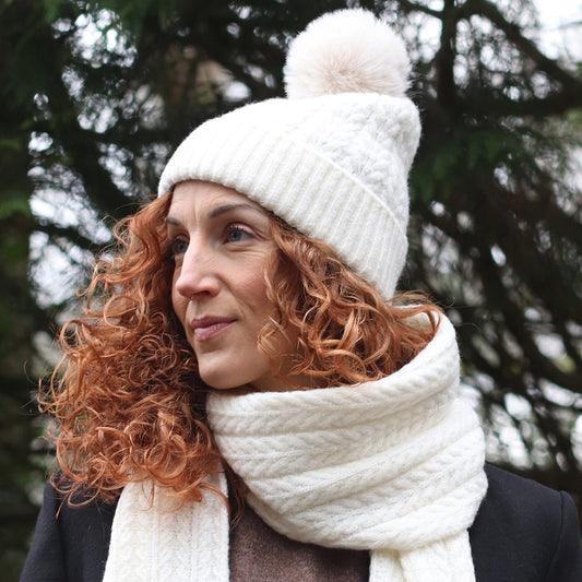 POM Herringbone Bobble Hat - Choice of Colours