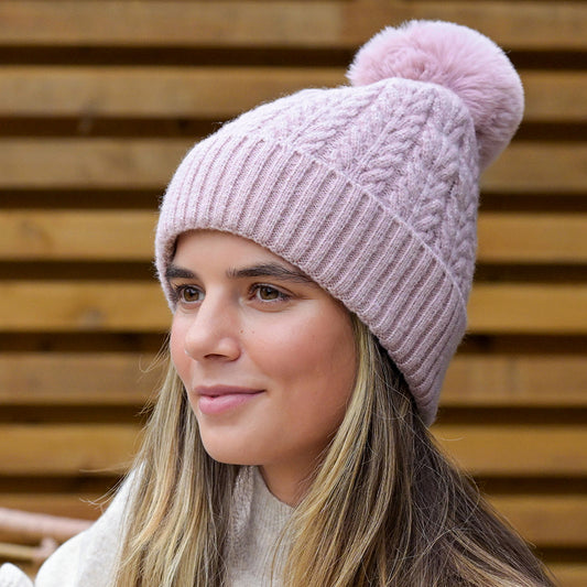 POM Herringbone Bobble Hat - Choice of Colours
