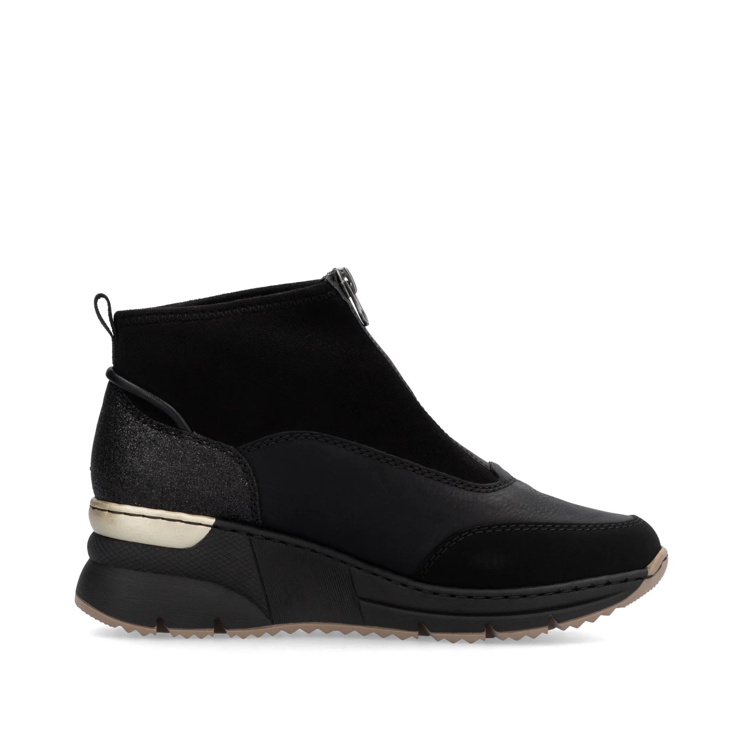 Rieker Ladies Wide Fitting Front Zip Boots N6361 - Black