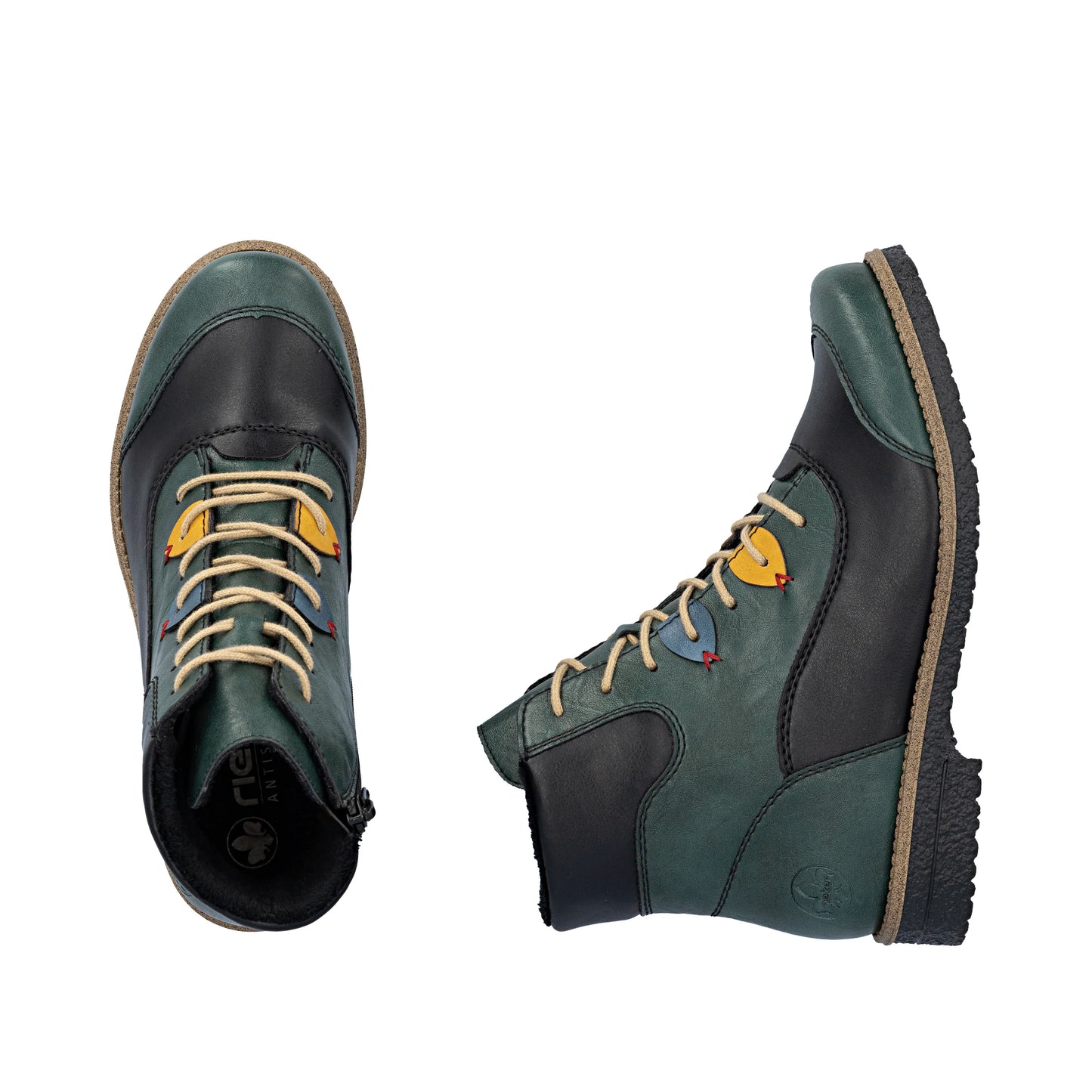 Rieker Zip & Lace Boots 73510 - Green