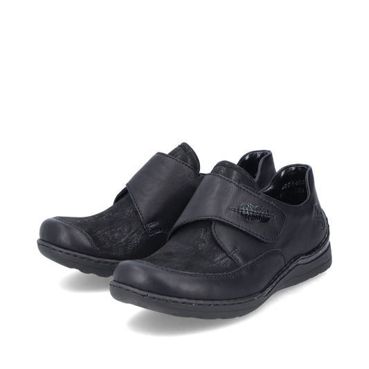 Rieker 48954 Hook and Loop Shoes - Black