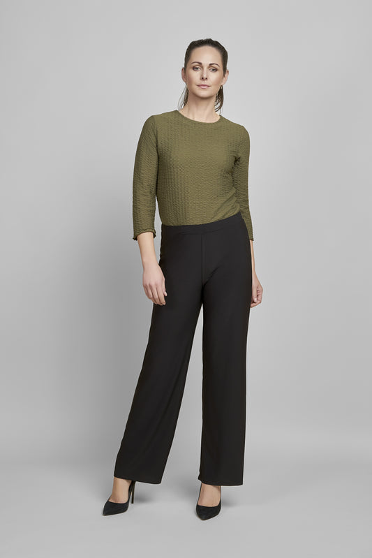 Pinns Lycra Jersey Wide Leg Trousers - Black