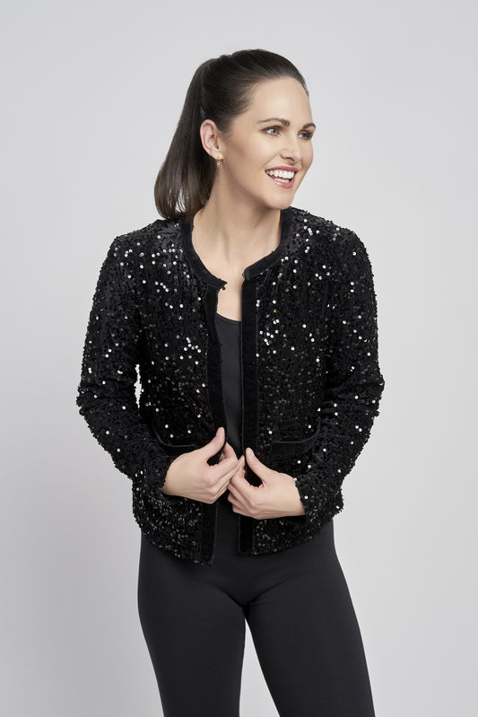 Pinns Velvet Sequinned Jacket - Black