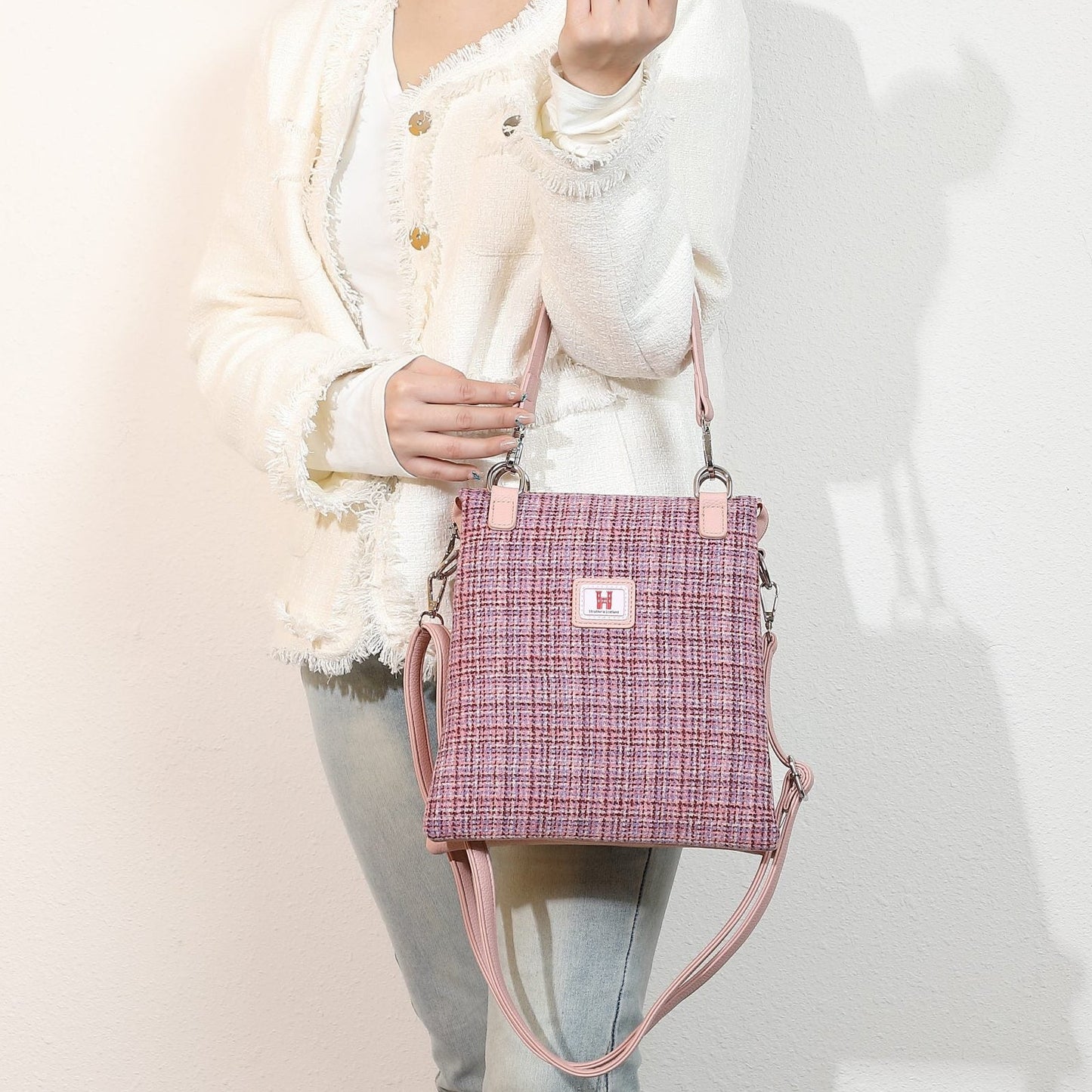 Strathurie Vegan Leather Tweed Heather Pink Handbag 7115
