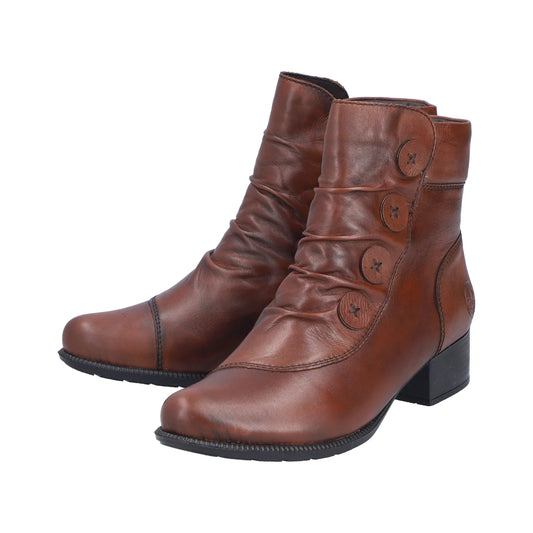 Rieker Ruched Leather Boots 78659 - Brown