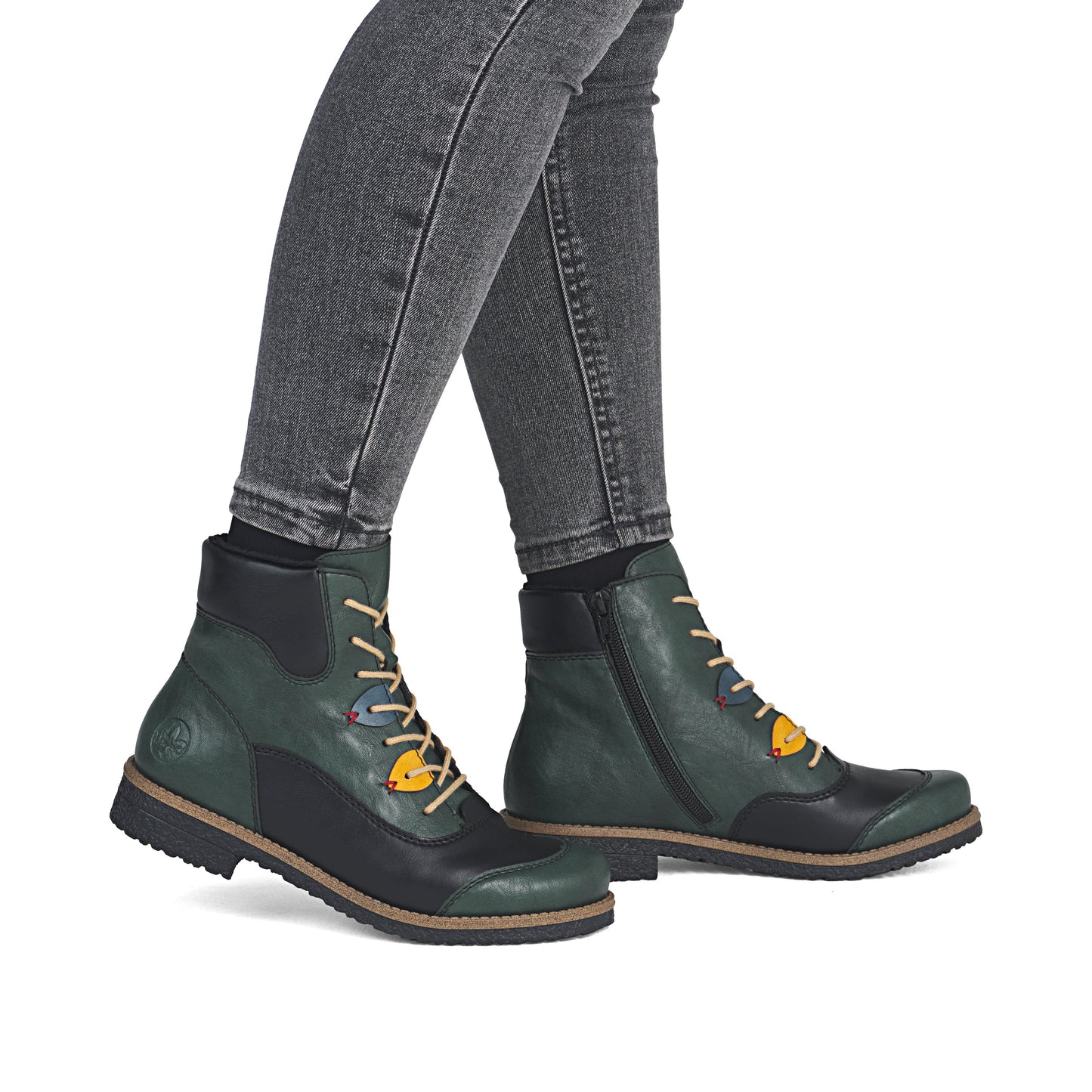 Rieker Zip & Lace Boots 73510 - Green
