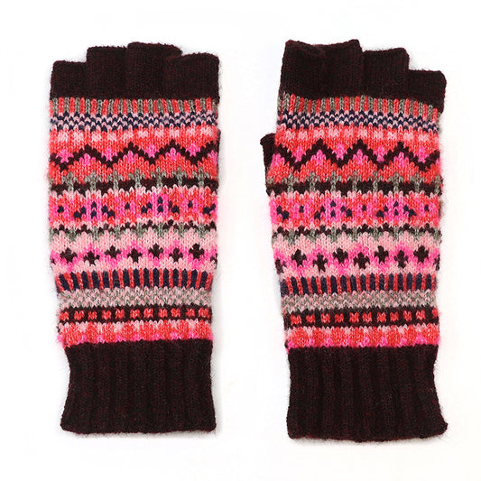 POM fair Isle Fingerless Gloves - Pink