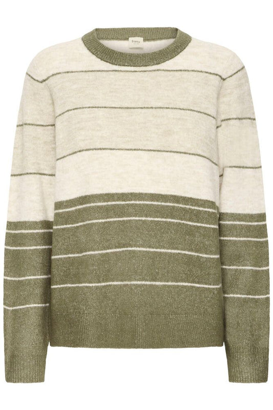 Fransa Ellis Striped Pullover - Green