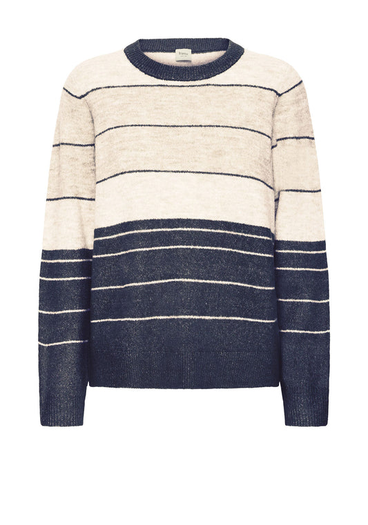 Fransa Ellis Striped Pullover - Navy Blue