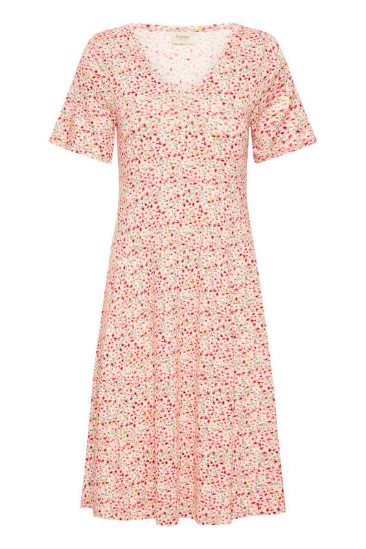 Fransa Dottie Dress - Cayenne Art Pink