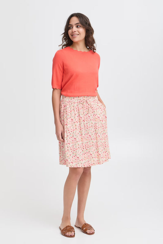 Fransa Heat Flared Knee Length Skirt - Pink