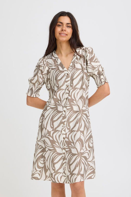 Fransa Ariana Dress- Floral Reverie Taupe