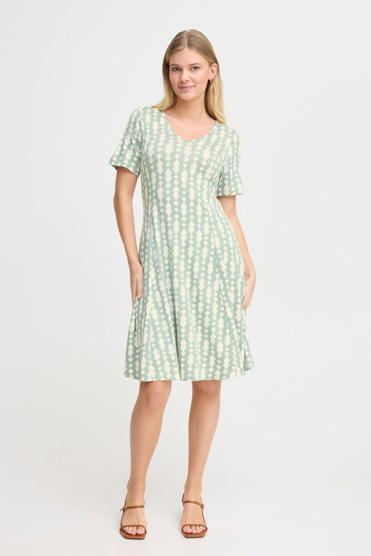 Fransa Dottie Dress - Iceberg Green Art