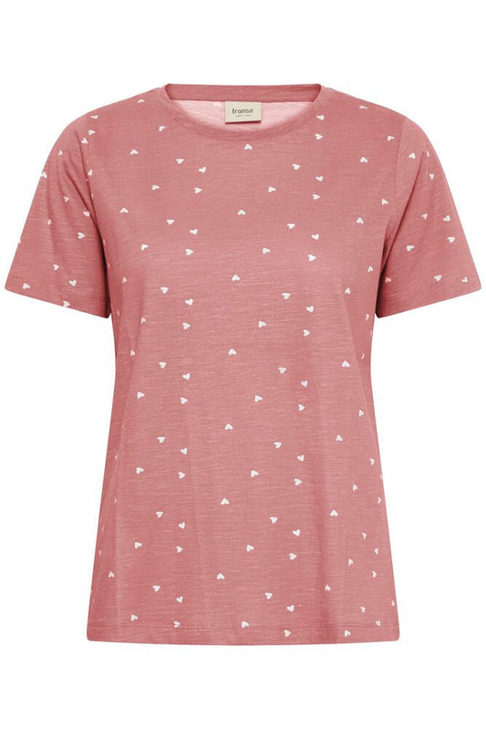 Fransa Hazilia Heart Print Tee - Dusky Pink