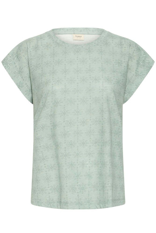 Fransa Sania Print Tee - Sage Green
