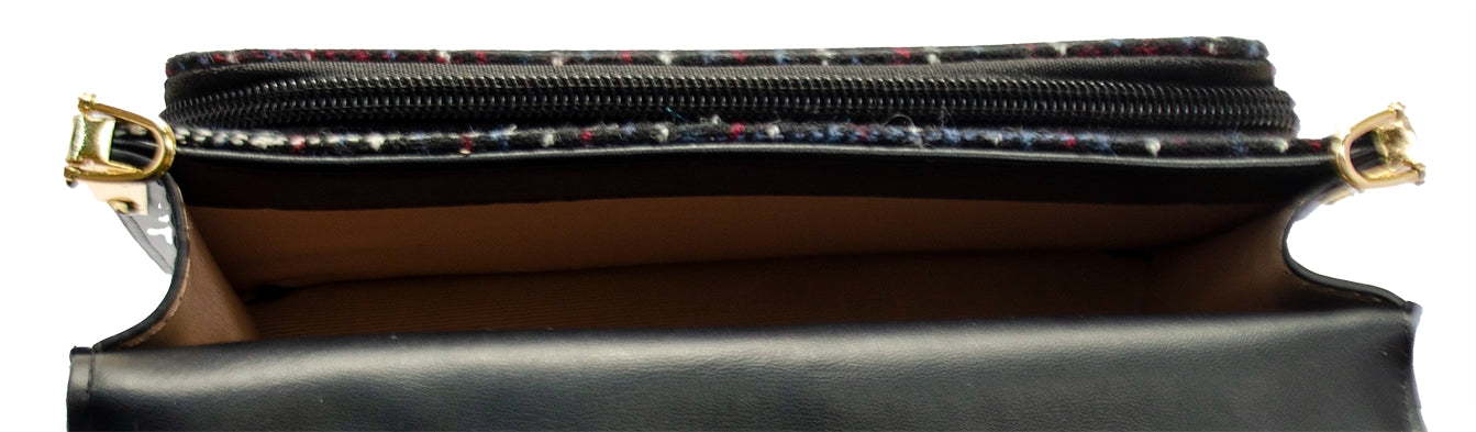 Strathurie Tweed Black Mist Crossbody Purse Bag H0263