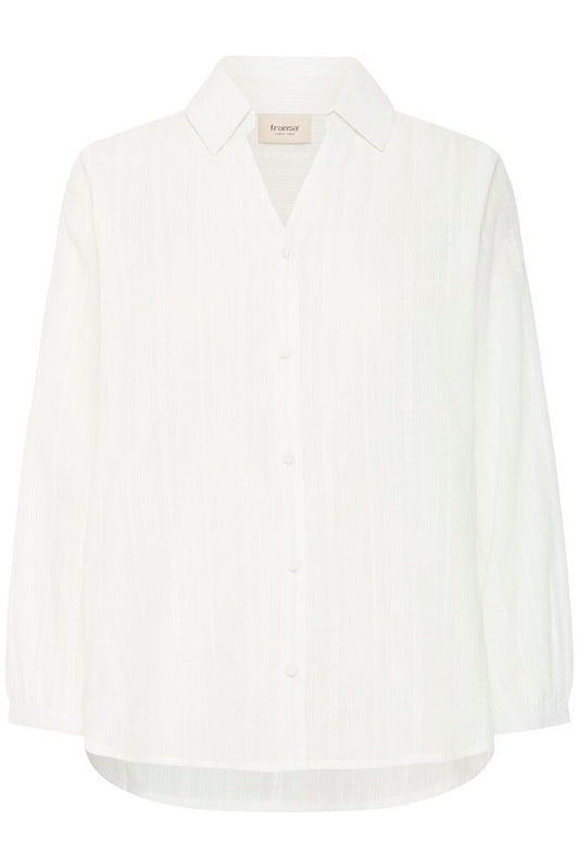 Fransa Hannie Embroidery White Cotton Shirt