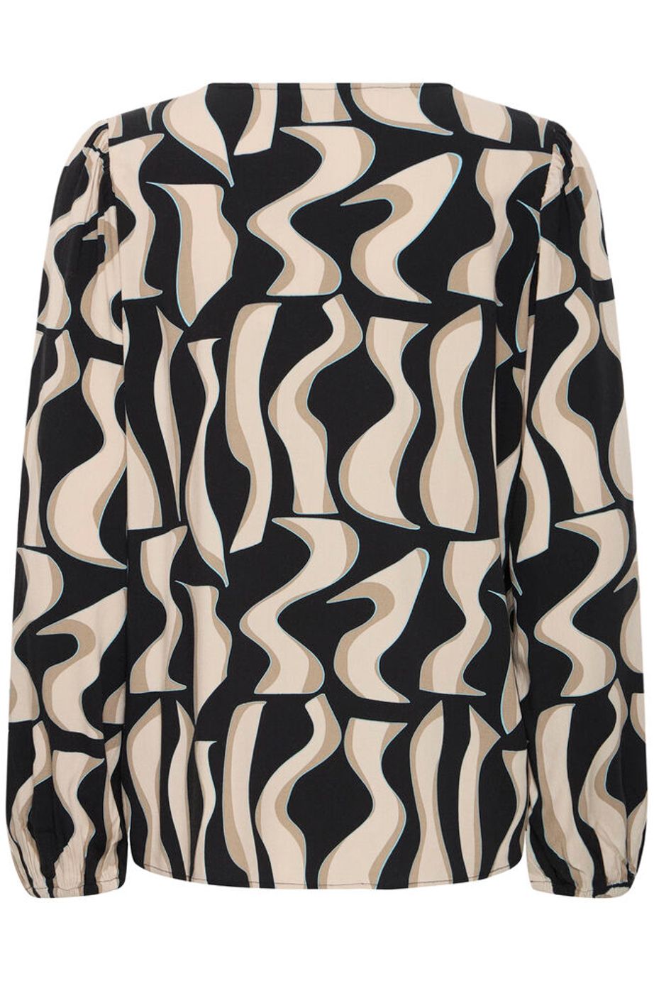Fransa Justini Long Sleeve Blouse - Black Swirl