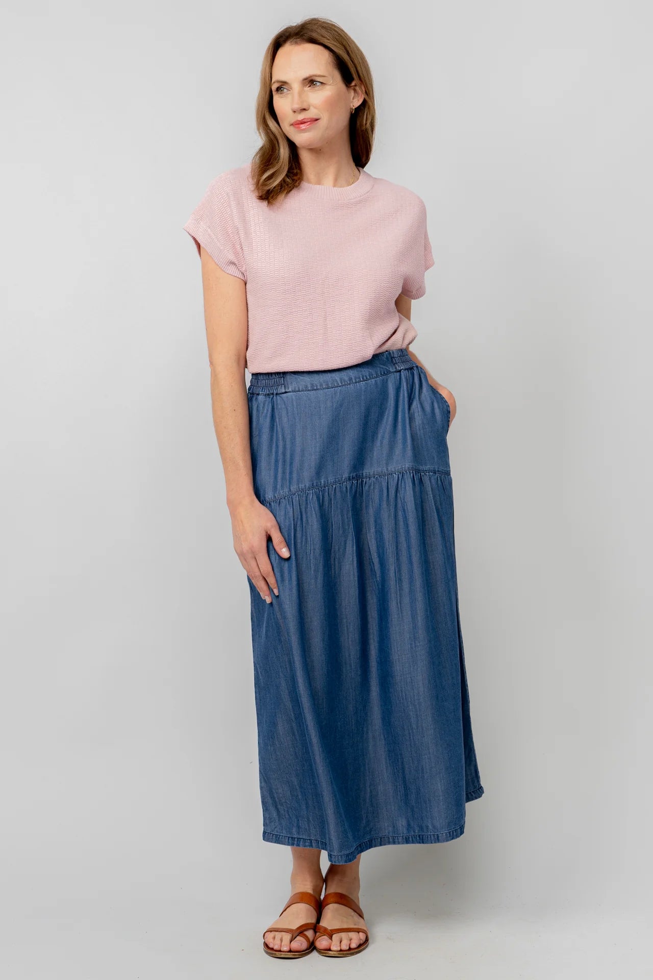 Lily & Me Frances Tencel Denim Skirt