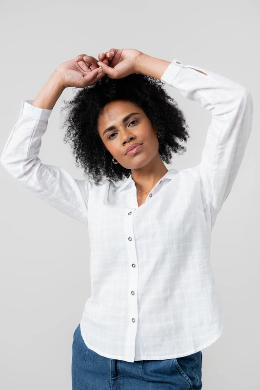 Lily & Me Patsy Shirt Plain Check - White