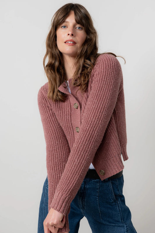 Lily & Me June Ribbed Cardigan - Antique Rose