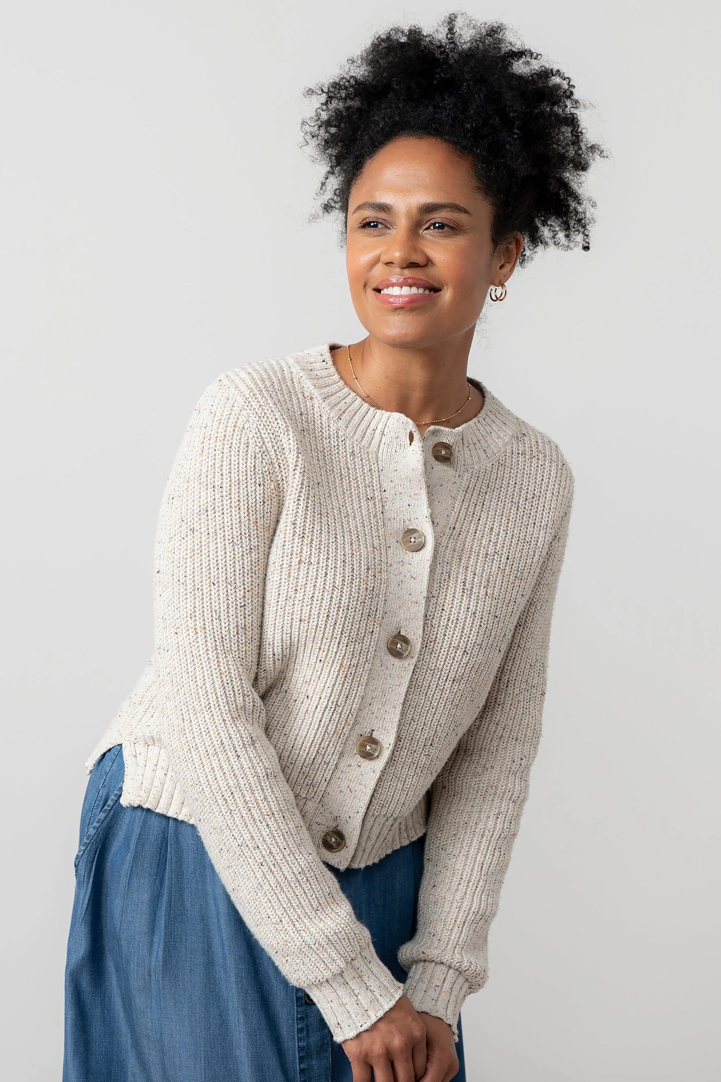 Lily & Me June Ribbed Cardigan - Ecru Fleck