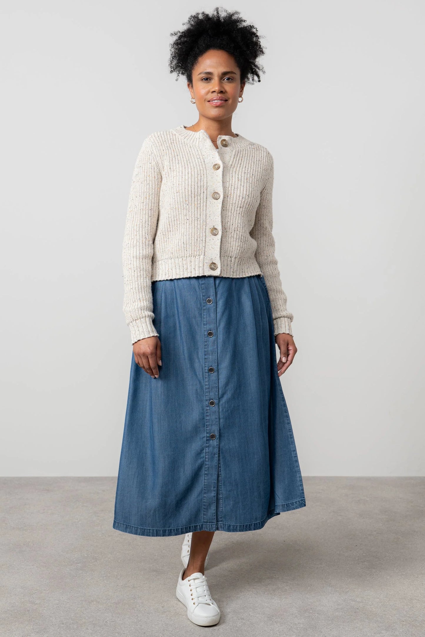 Lily & Me June Ribbed Cardigan - Ecru Fleck