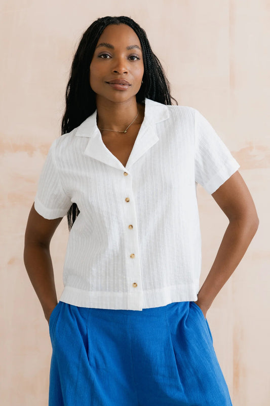 Lily & Me Pippa Embroidered Cotton Shirt - White