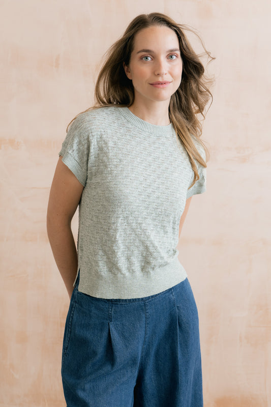 Lily & Me Lola Pointelle  Organic Cotton Tank - Silver Sage