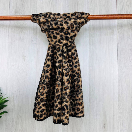 Animal Print Cosy Winter Wrap/ Scarf - Tan