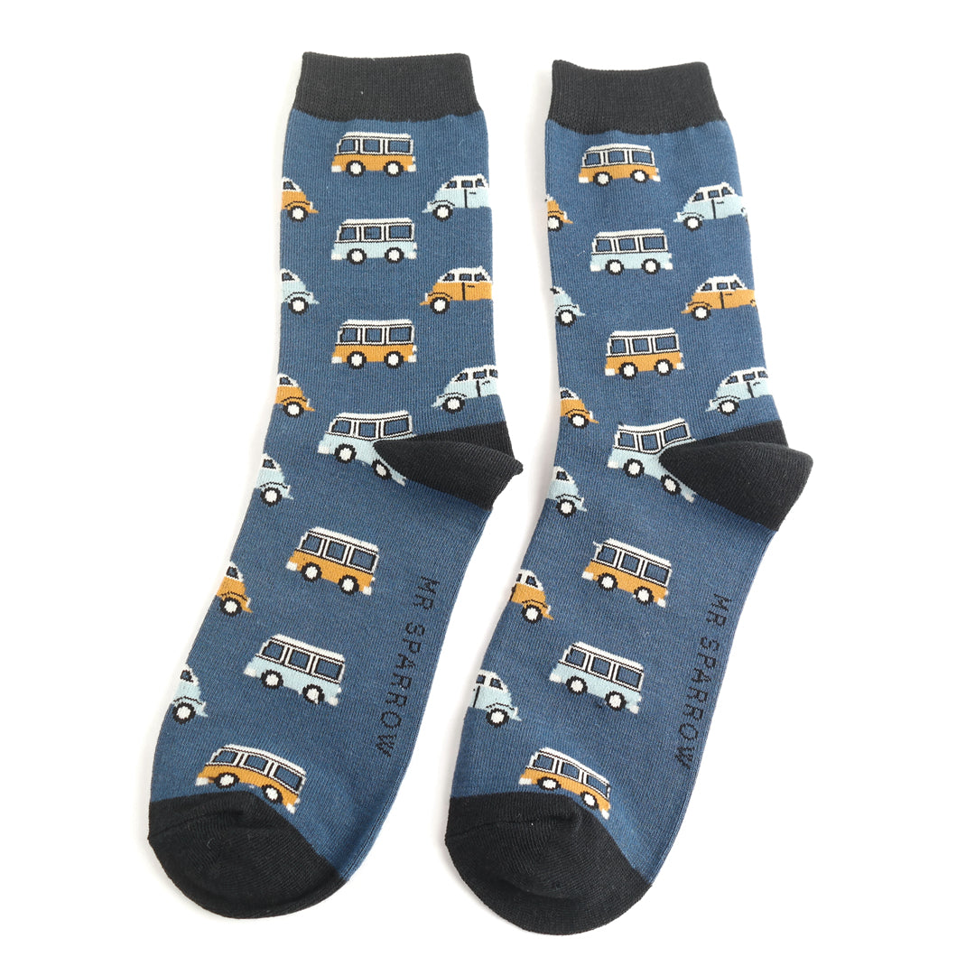 Mr Sparrow Bamboo Vintage Vehicle Socks - Navy