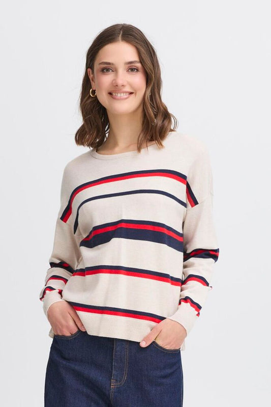 Fransa Melani Pullover - Red Stripe