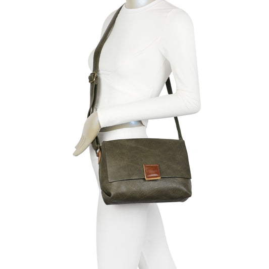 Bobbi Vegan Leather Shoulder Bag with Two Compartments - Choice of colours