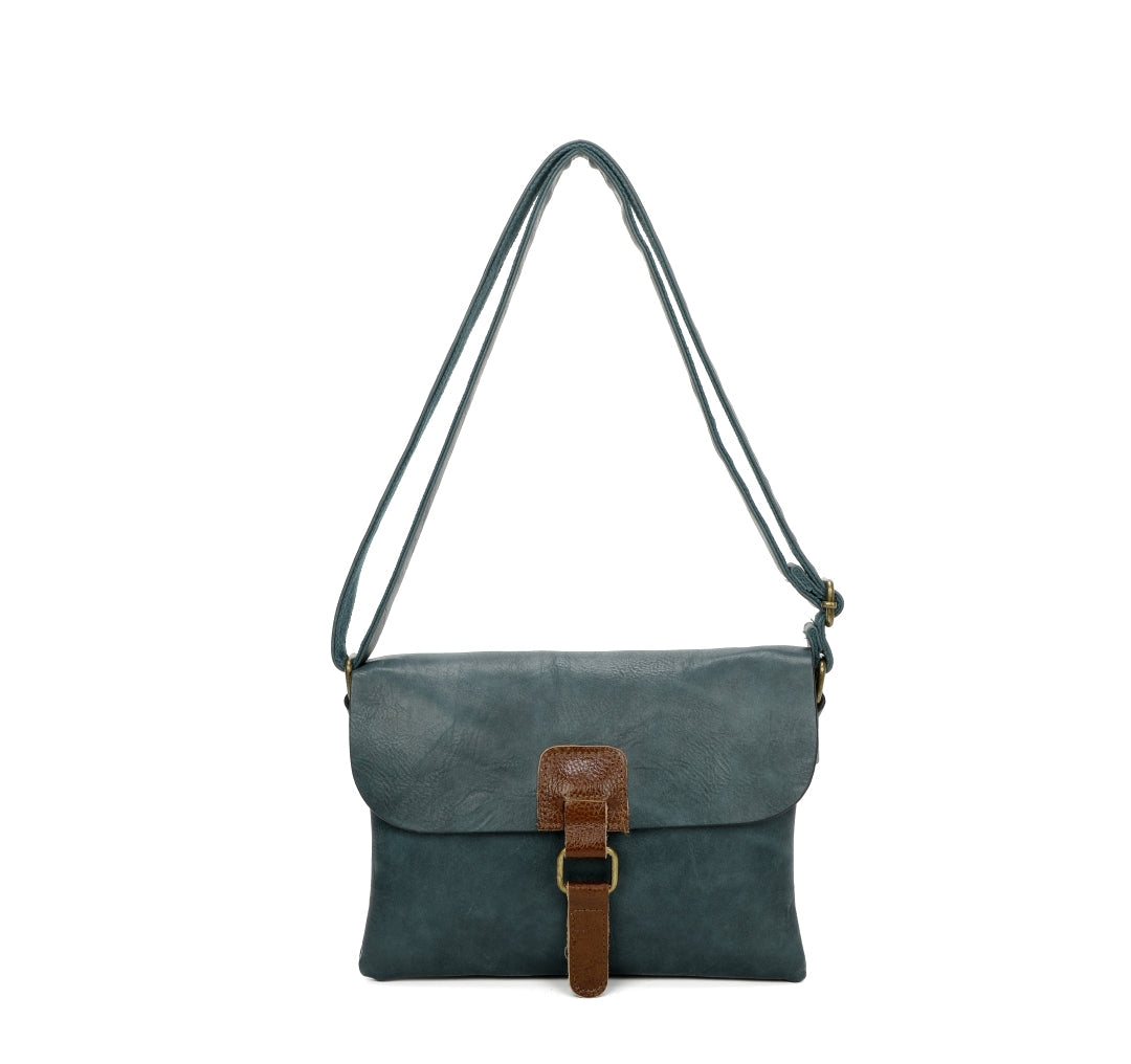 Cassie Vegan Leather Shoulder Bag with Two Compartments - Choice of colours