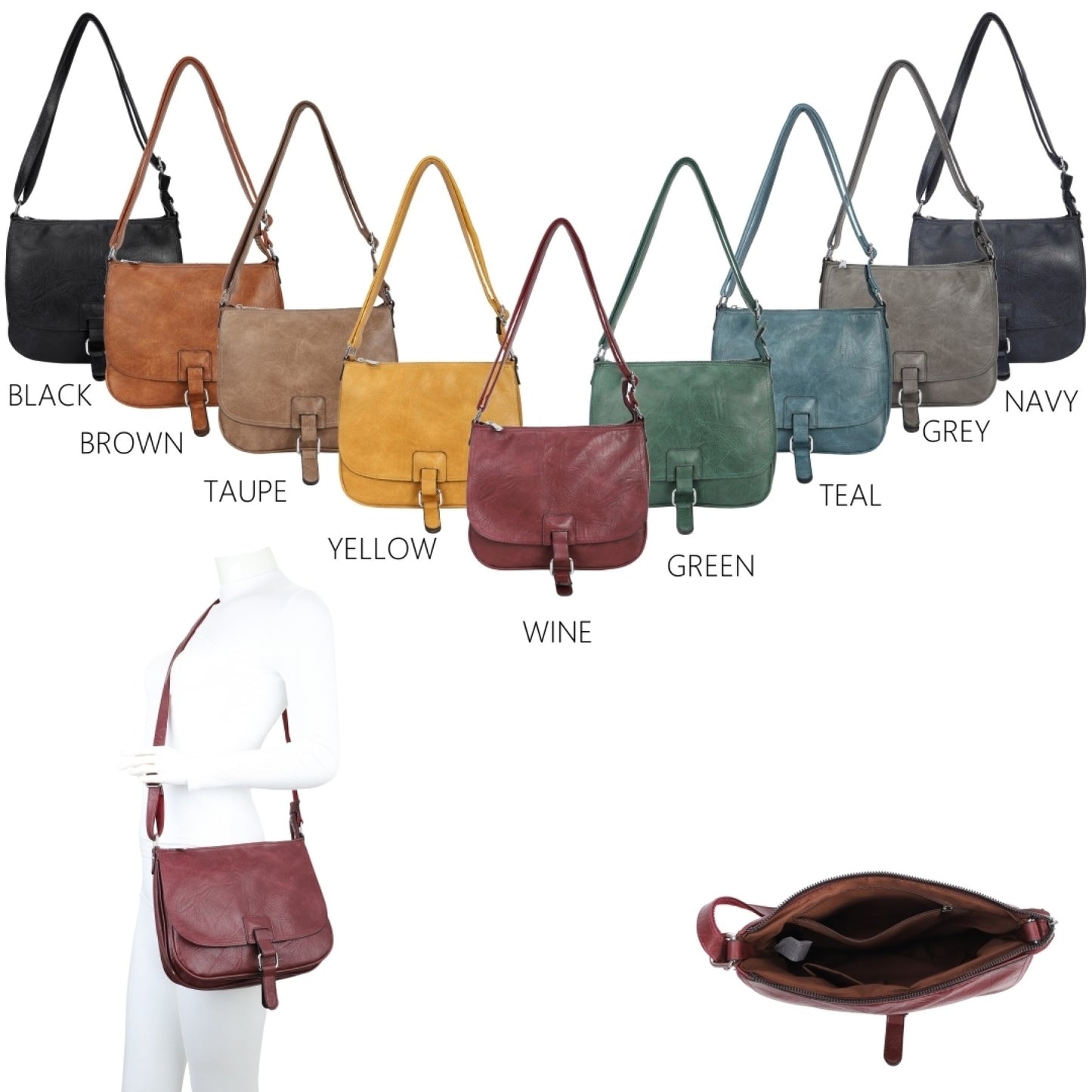 Valerie Vegan Leather Cross Body Bag - Choice of colours